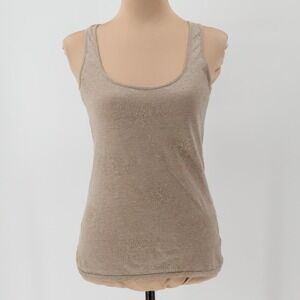 Vtg Y2K‎ Chaiken Linen Sparkle Racer Tank Top Metallic Glam Indie Sleaze Size P